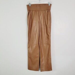 Joie Camel Buttery Faux Leather  Straight Leg High Waist Pants